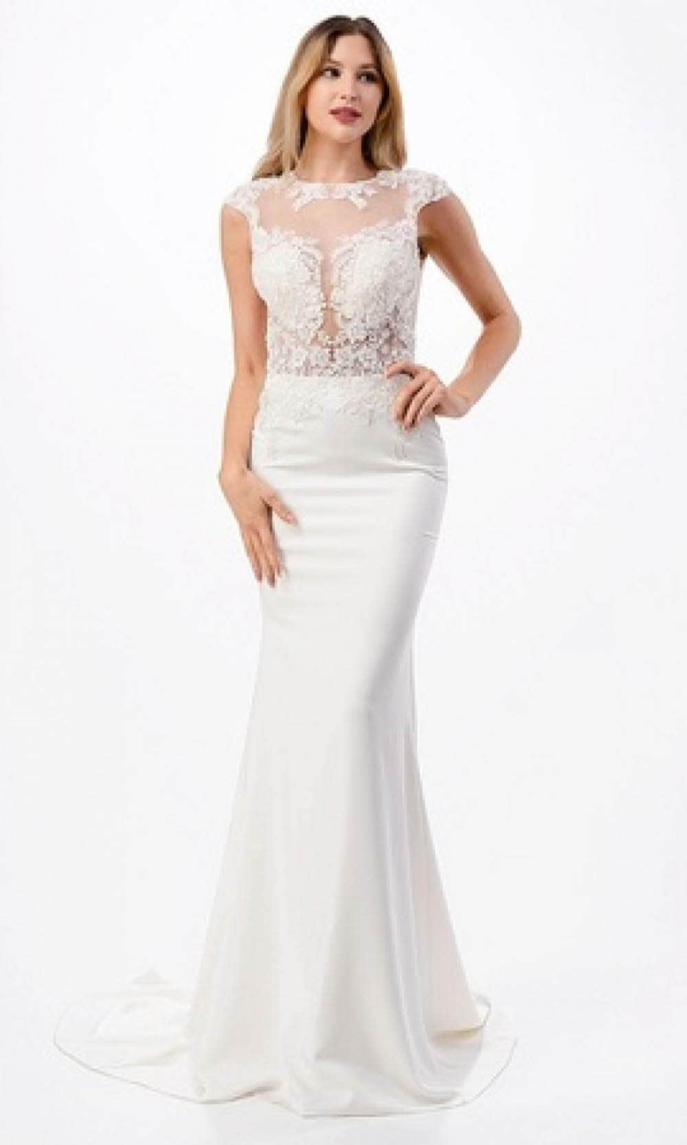 Aspeed Design MS0015 - Sheer Embroidered Mermaid Prom Gown
