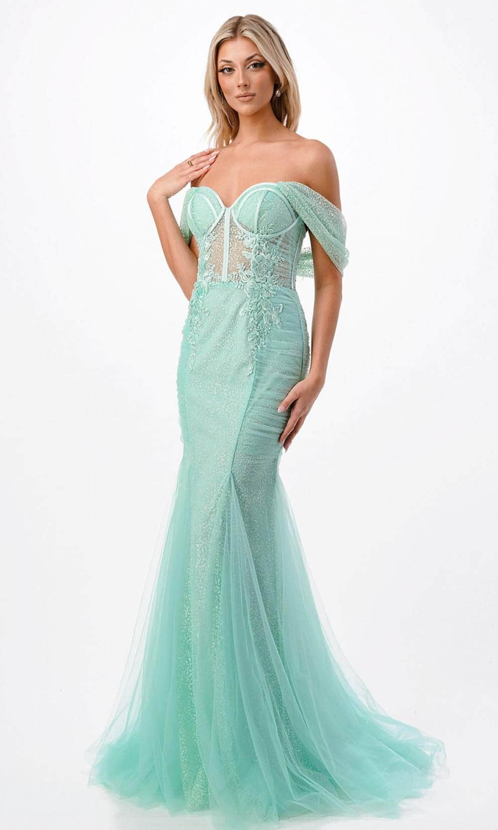Aspeed Design P2100 - Off Shoulder Bustier Prom Dress
