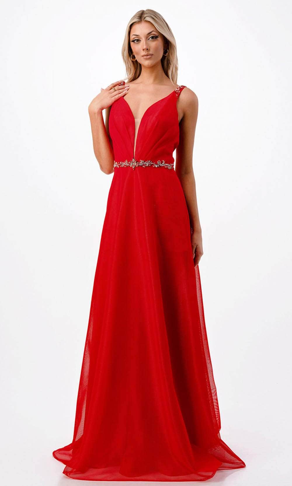 Aspeed Design P2115 - Bejeweled Waist Evening Dress
