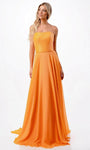 Sophisticated A-line Strapless Lace-Up Sequined Straight Neck Natural Waistline Evening Dress with a Brush/Sweep Train