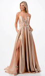 Sexy A-line Satin Sweetheart Sleeveless Spaghetti Strap Natural Waistline Backless Ruched Cutout Slit Pocketed Self Tie Lace-Up Floor Length Prom Dress with a Brush/Sweep Train