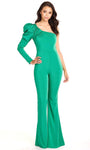 Sophisticated Natural Waistline Long Sleeves One Shoulder Asymmetric Back Zipper Fitted Jumpsuit