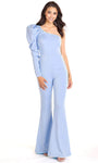 Sophisticated Long Sleeves One Shoulder Fitted Asymmetric Back Zipper Natural Waistline Jumpsuit