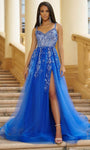 A-line V-neck Slit Cutout Sequined Sleeveless Spaghetti Strap Natural Waistline Fall Prom Dress with a Brush/Sweep Train