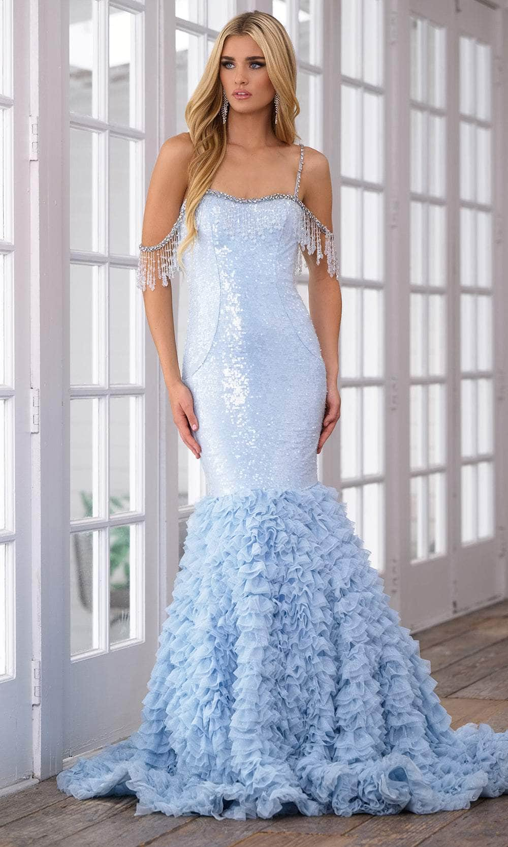 Ava Presley 28598 - Sequin Cold Shoulder Prom Dress
