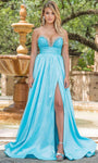 Sophisticated A-line Strapless Sweetheart Slit Beaded Ruched Sheer Back Zipper Floor Length Empire Waistline Prom Dress