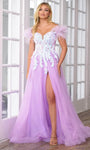 Sexy Sophisticated A-line Sweetheart Natural Waistline Hidden Back Zipper Illusion Slit Sequined Off the Shoulder Prom Dress with a Brush/Sweep Train
