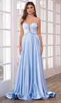 A-line Strapless Sweetheart Natural Waistline Floor Length Beaded Back Zipper Sequined Keyhole Prom Dress With Rhinestones