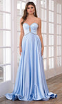 A-line Strapless Natural Waistline Sweetheart Back Zipper Beaded Sequined Keyhole Floor Length Prom Dress With Rhinestones