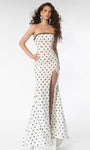 Strapless Natural Waistline Polka Dots Print Floor Length Slit Sequined Jeweled Wrap Back Zipper Straight Neck Sheath Sheath Dress/Prom Dress