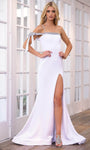 Sophisticated Spaghetti Strap Natural Waistline Hidden Back Zipper Jeweled Slit Wrap Mermaid Straight Neck Prom Dress with a Brush/Sweep Train With a Bow(s)