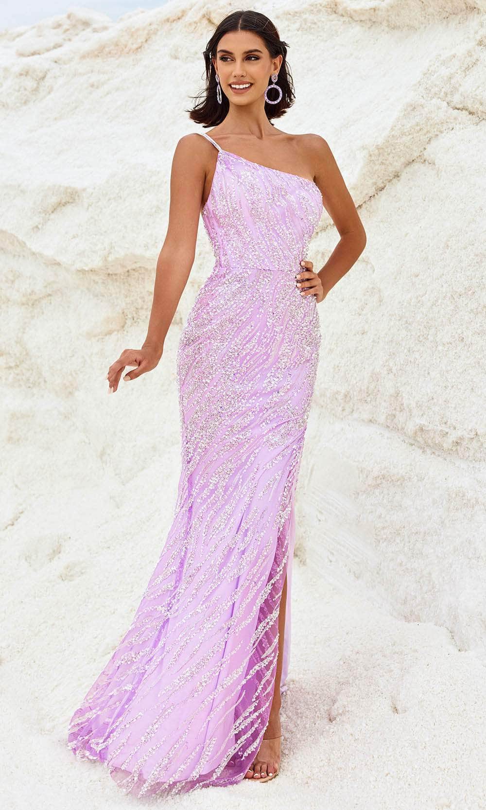 Blush by Alexia Designs 12121 - Asymmetric Sequin Prom Gown with Slit

