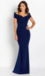 Sequined Back Zipper Beaded Pleated Off the Shoulder Spaghetti Strap Mermaid Natural Waistline Evening Dress with a Brush/Sweep Train