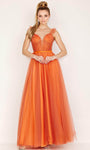 A-line Sheer Sweetheart Ruffle Trim Corset Natural Waistline Sleeveless Floor Length Prom Dress