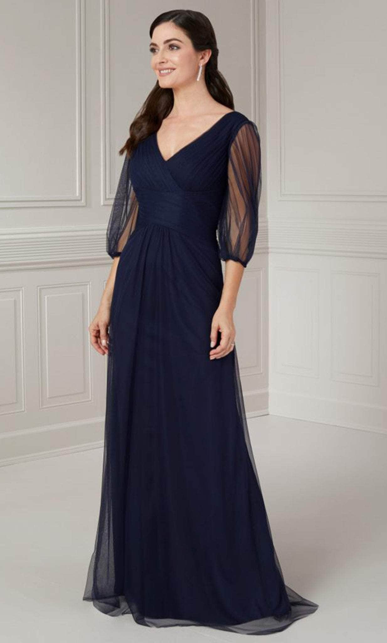 Christina Wu Elegance 17125 - Pleated Deep V-Neck Evening Gown
