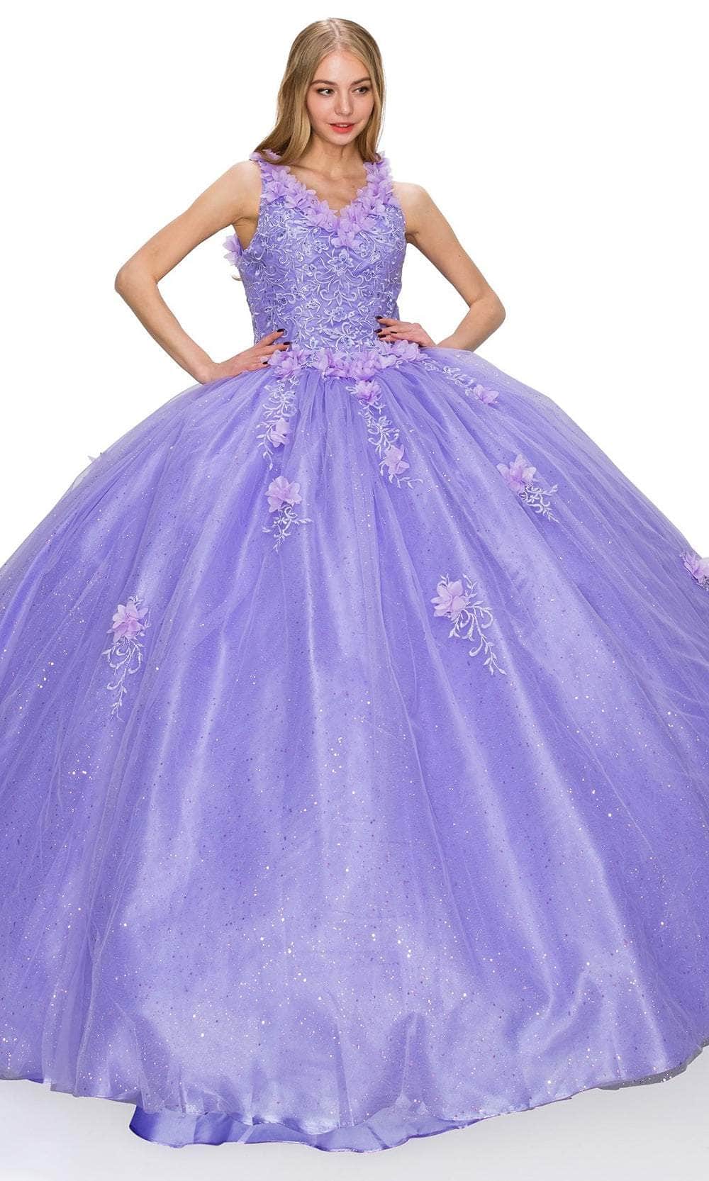 Cinderella Couture 8025J - 3D Floral Applique Sleeveless Ballgown
