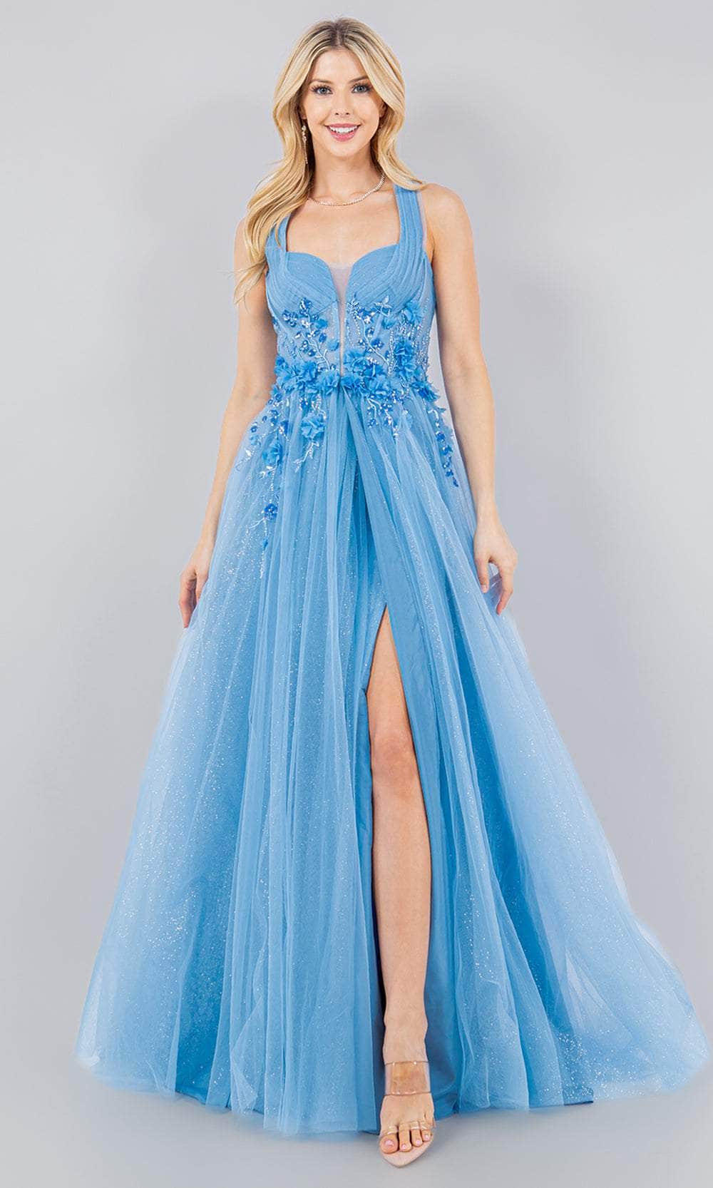 Cinderella Couture 8076J - Sleeveless Halter Neck Prom Dress
