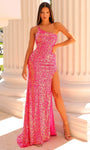 Sophisticated Sheath Slit Sequined Asymmetric Lace-Up Open-Back One Shoulder Natural Waistline Sheath Dress/Prom Dress