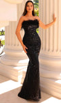 Sophisticated Straight Neck Beaded Sheer Sequined Slit Natural Waistline Sheath Sleeveless Sheath Dress/Evening Dress