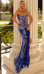 Strapless Sheath Sweetheart Sequined Beaded Slit Cutout Natural Waistline Sheath Dress/Prom Dress