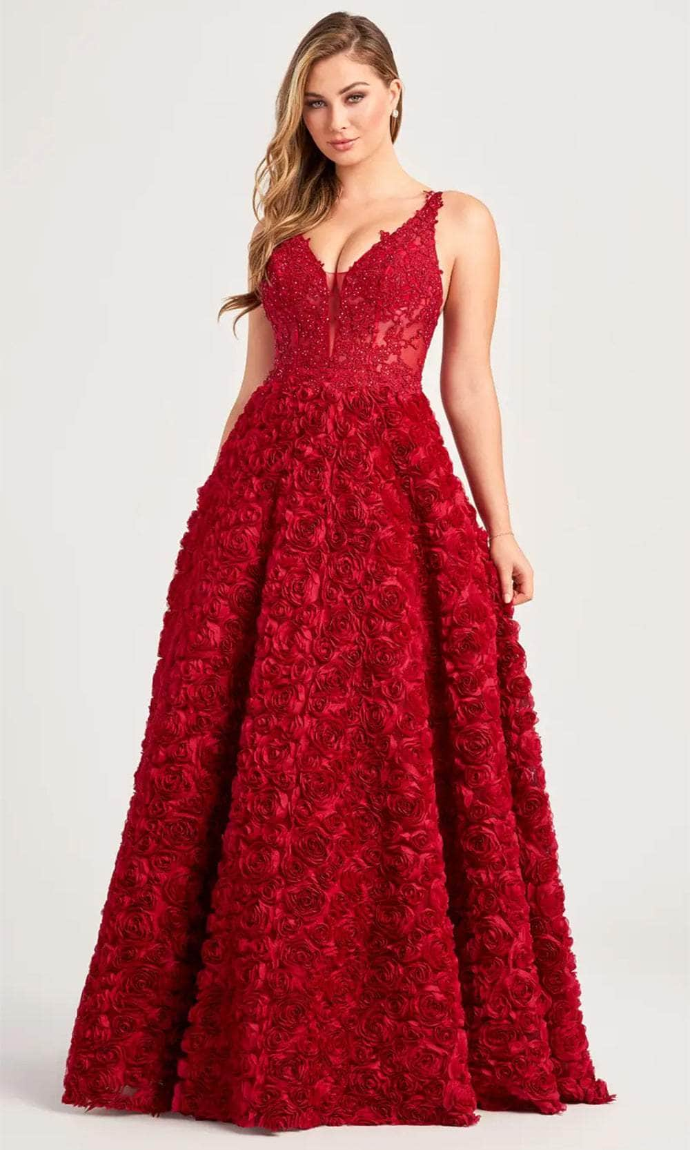 Colette By Daphne CL5251 - Plunging V-Neck Floral Ballgown
