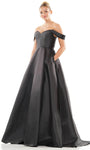 A-line Lace-Up Sweetheart Off the Shoulder Corset Natural Waistline Evening Dress/Prom Dress with a Brush/Sweep Train