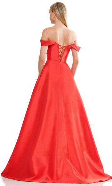 A-line Off the Shoulder Lace-Up Sweetheart Corset Natural Waistline Evening Dress/Prom Dress with a Brush/Sweep Train