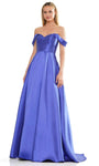 A-line Corset Natural Waistline Off the Shoulder Sweetheart Lace-Up Evening Dress/Prom Dress with a Brush/Sweep Train