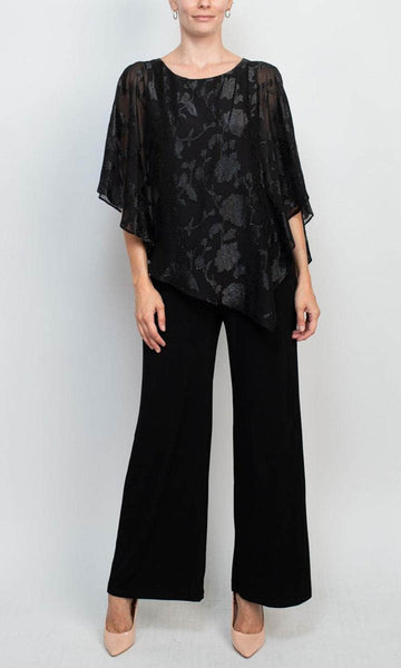 3/4 Sleeves Bateau Neck Natural Waistline Asymmetric Sequined Glittering Jumpsuit