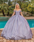 Pleated Sheer Lace-Up Open-Back Fitted Plunging Neck Sweetheart Cold Shoulder Sleeves Off the Shoulder Natural Waistline Quinceanera Dress with a Brush/Sweep Train