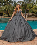 Natural Waistline Cold Shoulder Sleeves Off the Shoulder Plunging Neck Sweetheart Lace-Up Sheer Open-Back Fitted Pleated Quinceanera Dress with a Brush/Sweep Train
