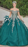 Tall Dropped Waistline Off the Shoulder Lace-Up Glittering Pleated Applique Dress with a Brush/Sweep Train With Rhinestones