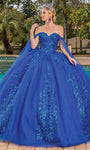 Sequined Lace-Up Applique Sweetheart Lace Natural Waistline Off the Shoulder Quinceanera Dress with a Brush/Sweep Train