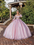 Bishop Sleeves Off the Shoulder Corset Natural Waistline Illusion Lace-Up Beaded Pleated Sweetheart Quinceanera Dress with a Brush/Sweep Train With a Bow(s)