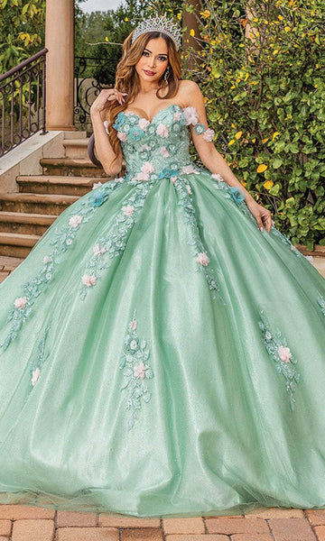 Lace-Up Draped Beaded Applique Embroidered Natural Waistline Off the Shoulder Floral Print Sweetheart Evening Dress/Quinceanera Dress with a Brush/Sweep Train