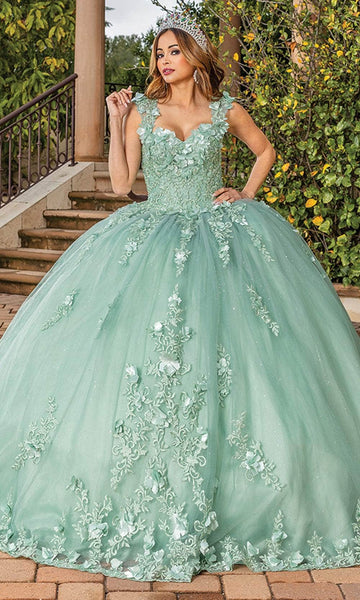 Floral Print Natural Waistline Floor Length Applique Lace-Up Cutout Embroidered Sweetheart Sleeveless Quinceanera Dress with a Brush/Sweep Train
