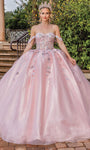Sweetheart Open-Back Pleated Draped Sequined Lace-Up Beaded Floral Print Off the Shoulder Corset Natural Waistline Quinceanera Dress with a Brush/Sweep Train