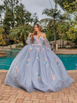 Sweetheart Off the Shoulder Applique Sheer Floral Print Corset Natural Waistline Evening Dress with a Brush/Sweep Train