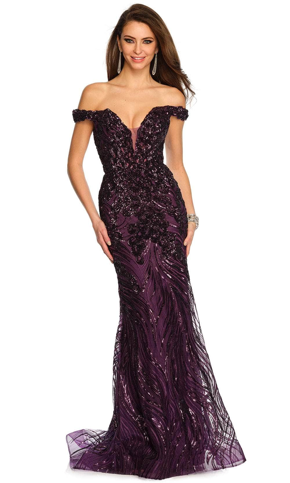 Dave & Johnny 11002 - Off-Shoulder Sequin Prom Gown
