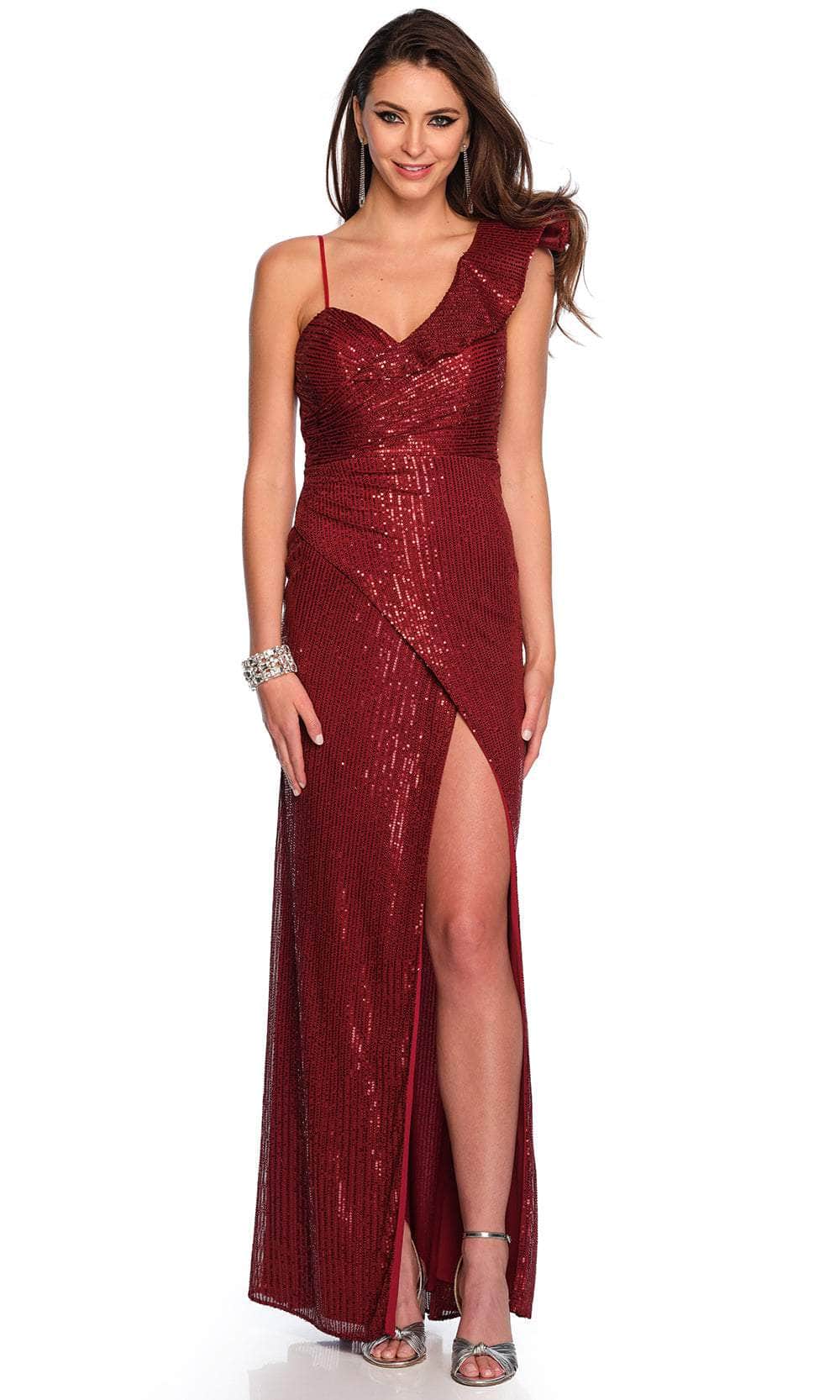 Dave & Johnny 11214 - Ruffled Sleeve Sequin Prom Gown
