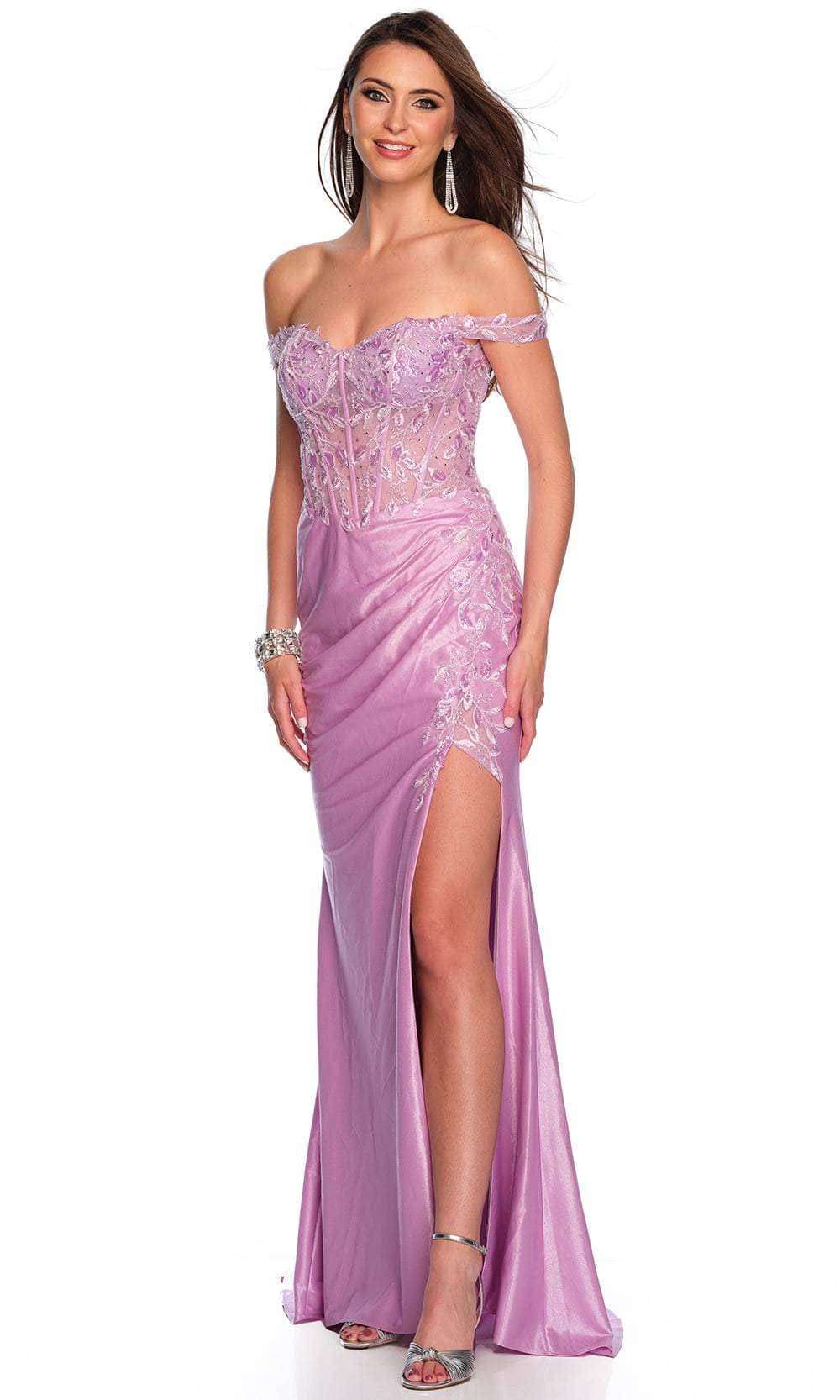 Dave & Johnny 11240 - Off Shoulder Embroidered Corset Prom Gown
