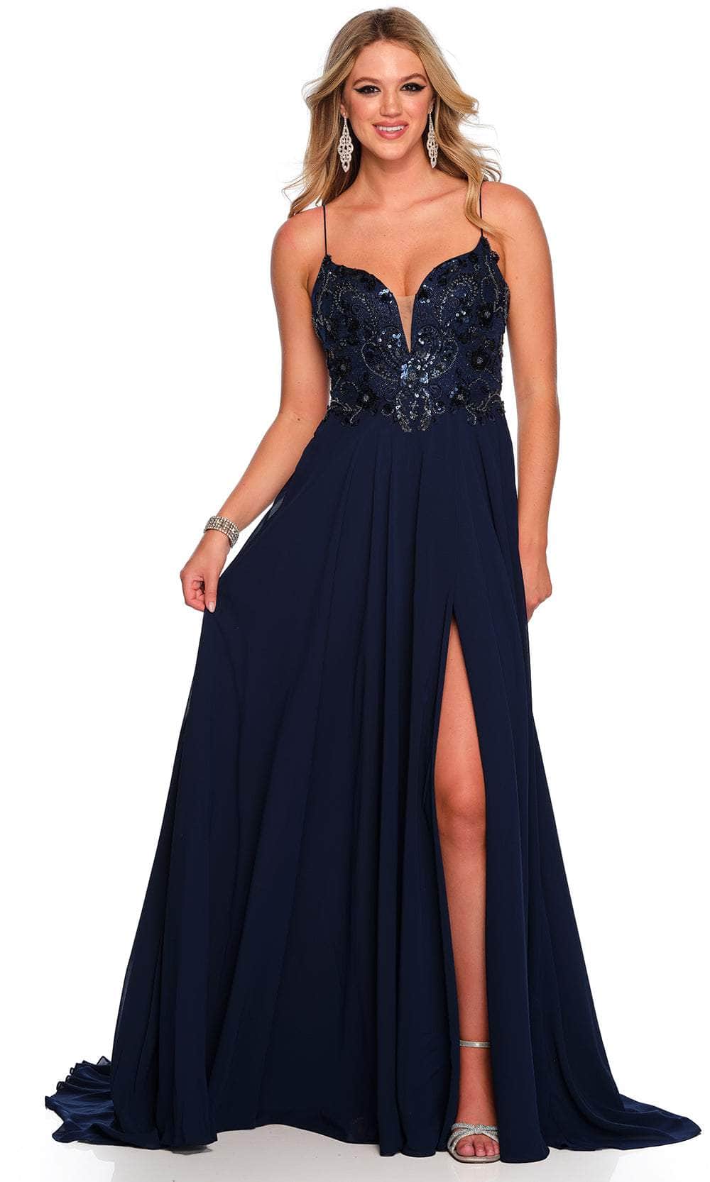 Dave & Johnny 11241 - Cutout Back Flowy A-Line Prom Gown
