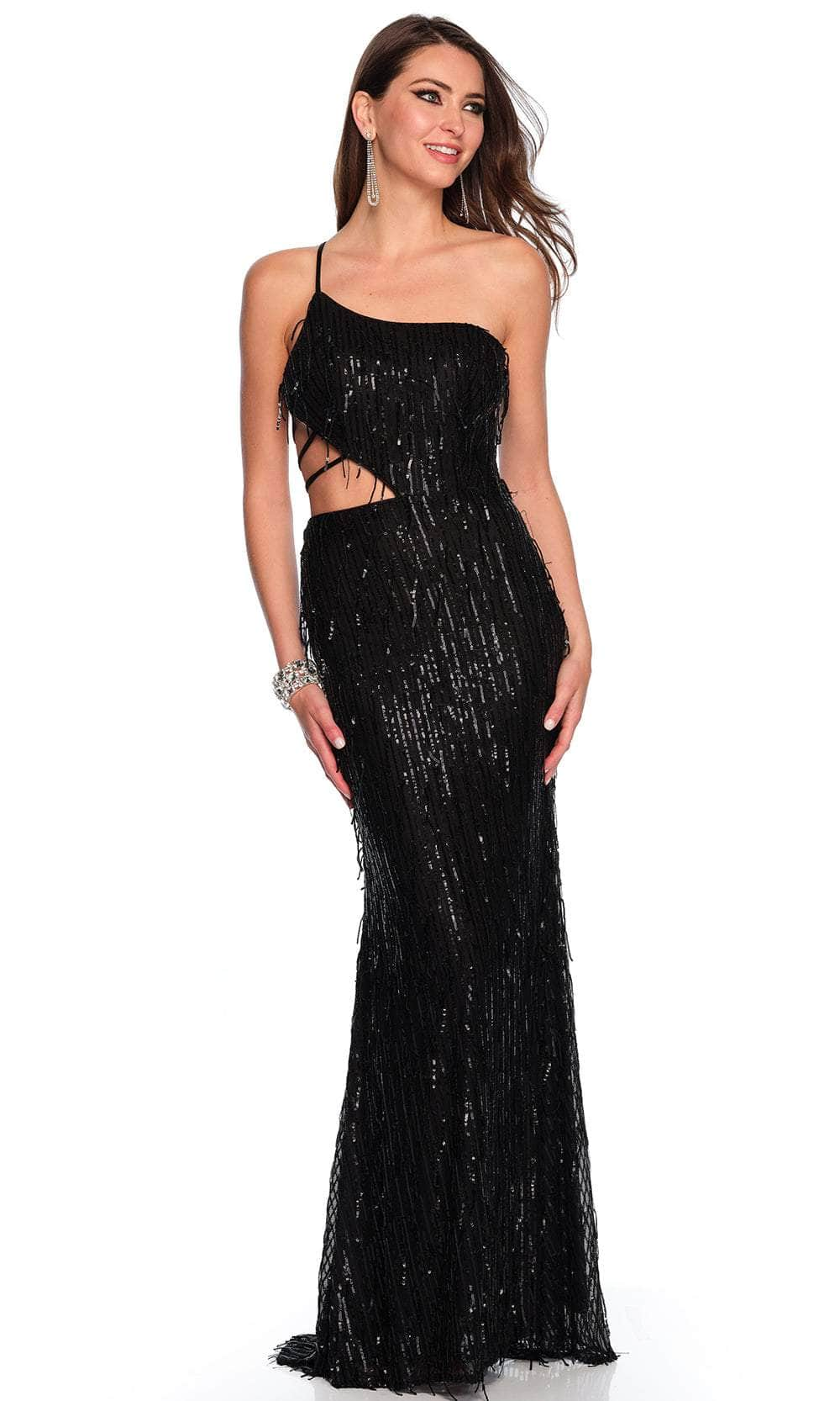 Dave & Johnny 11302 - One Shoulder Strappy Prom Gown
