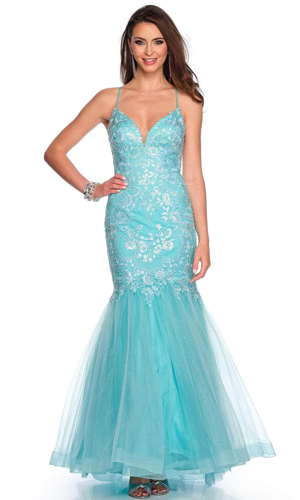 Dave & Johnny 11372 - Lace-Up Back Sleeveless Prom Gown
