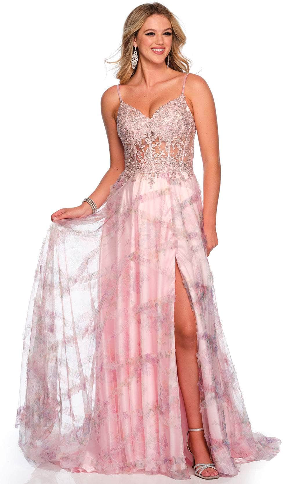 Dave & Johnny 11428 - Lace Applique Sleeveless Prom Gown
