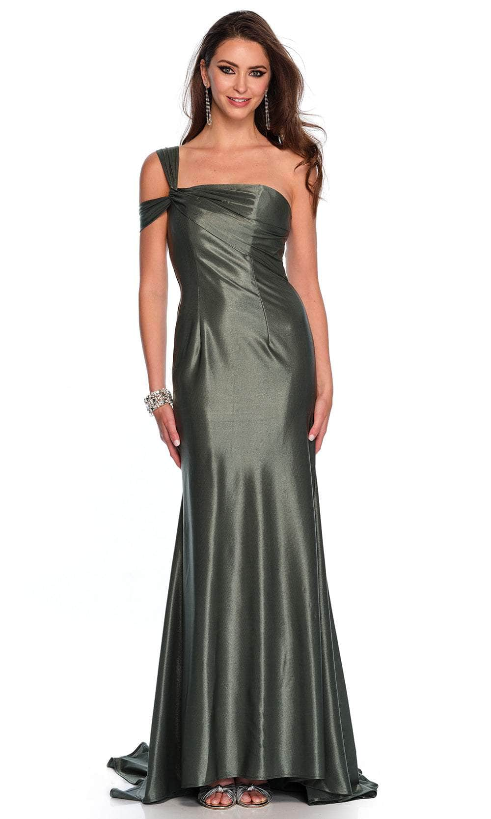 Dave & Johnny 11486 - Ruched One Sided Cold Shoulder Prom Gown
