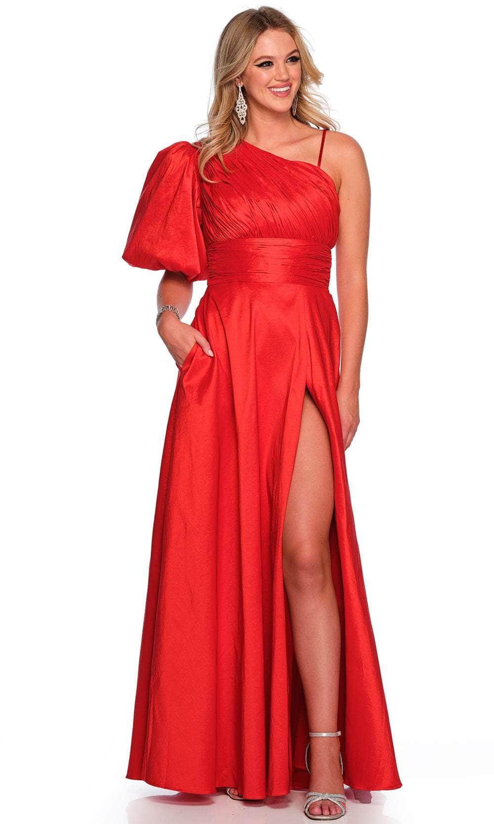 Dave & Johnny 11577 - Ruched Puff Sleeve Prom Gown
