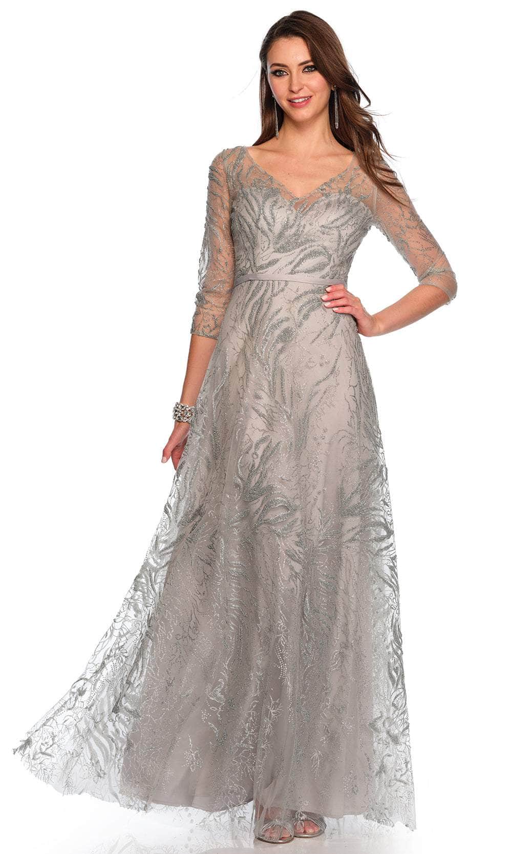 Dave & Johnny 11606 - V-Neck Beaded Prom Gown

