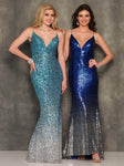 V-neck Sheath Plunging Neck Sleeveless Spaghetti Strap Sequined Open-Back Back Zipper General Print Short Sheath Dress/Evening Dress/Prom Dress with a Brush/Sweep Train