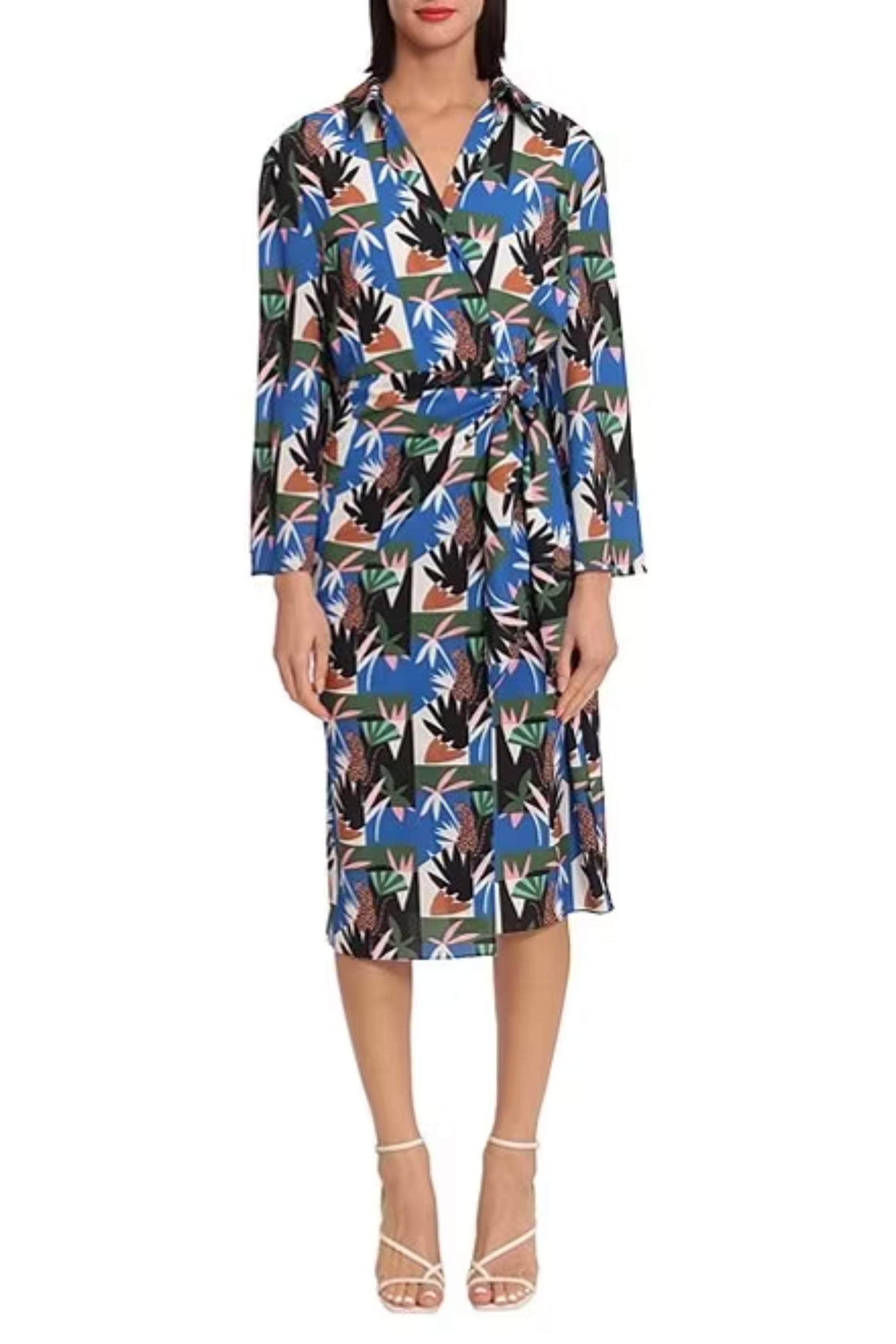 Donna Morgan D8248M - Jungle Print Long Sleeve Casual Dress
